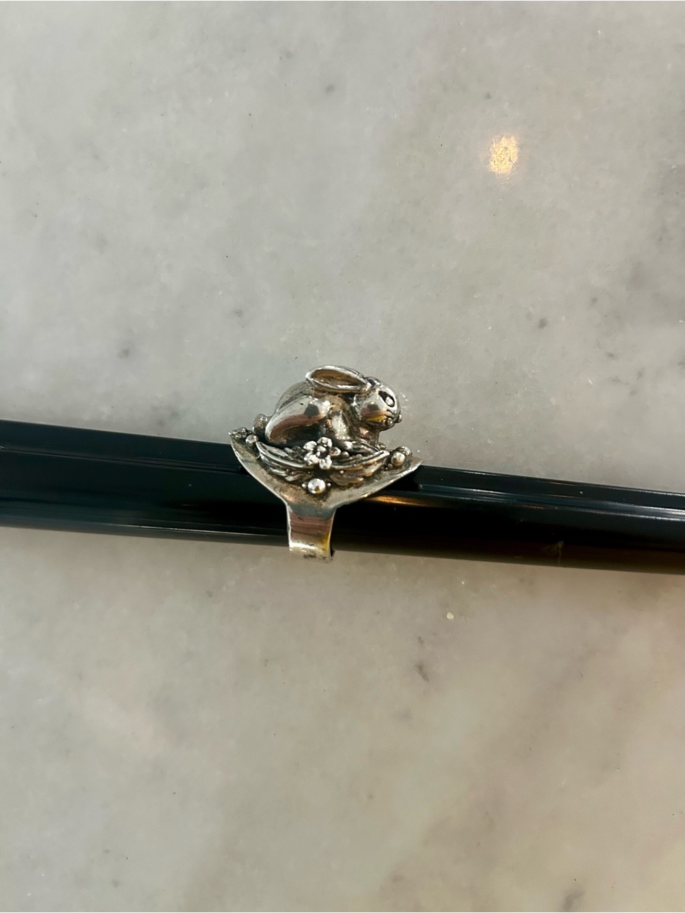 Sterling Silver 3D Bunny Rabbit Floral Sculptural Statement Ring Sz 7.5 Vintage! - Picture 11 of 13